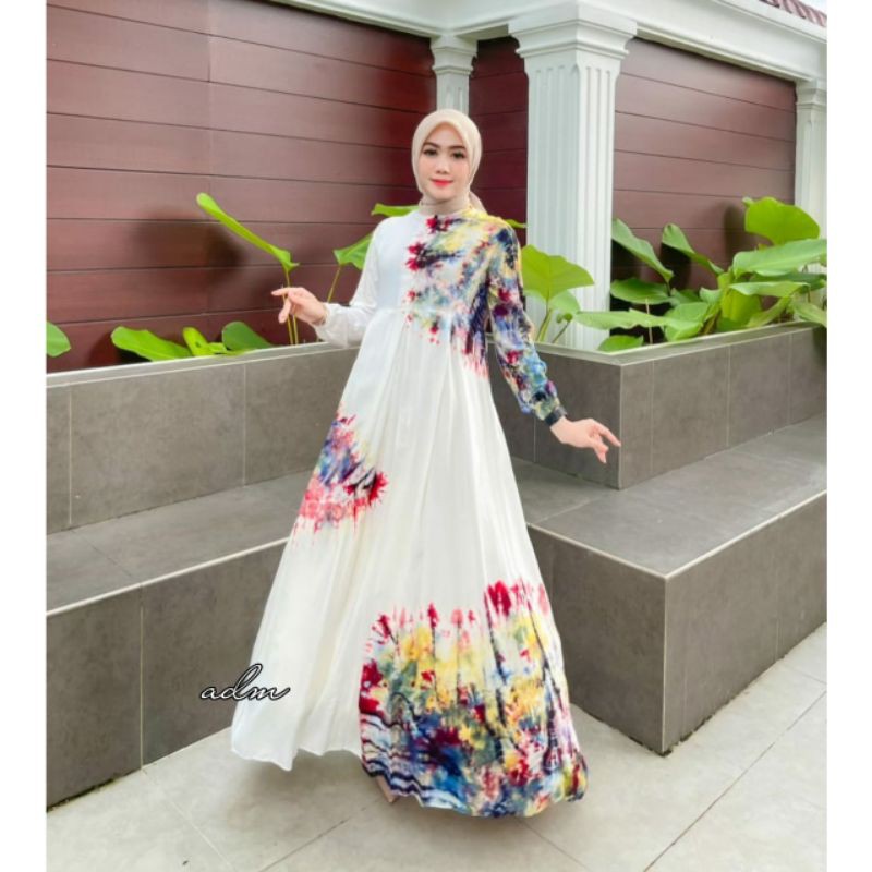gamis twill rayon candimekar warna putih