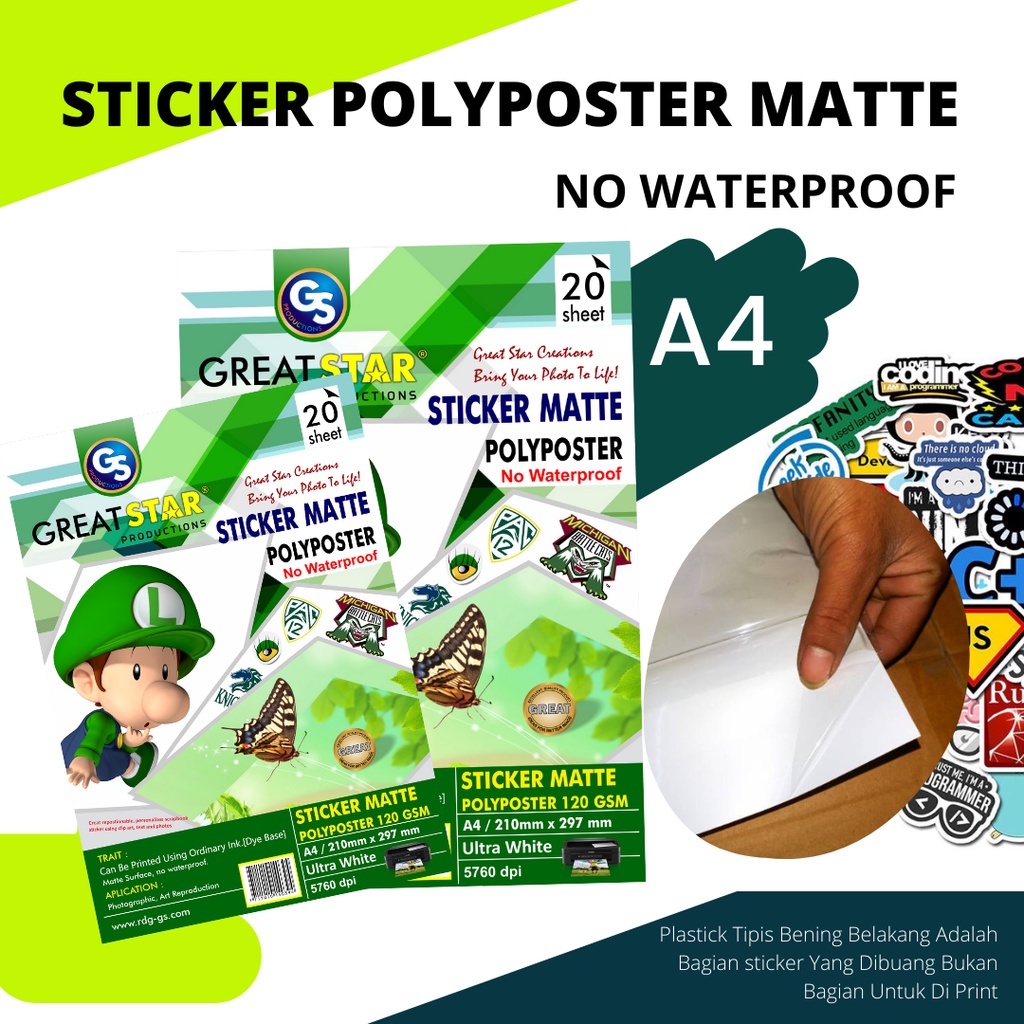 

STICKER POLYPOSTER/PHOTO PLASTIK MATE A4/20 LEMBAR