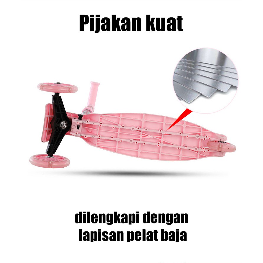 Scooter Kickboard Skuter Otoped Anak Lampu Roda 3