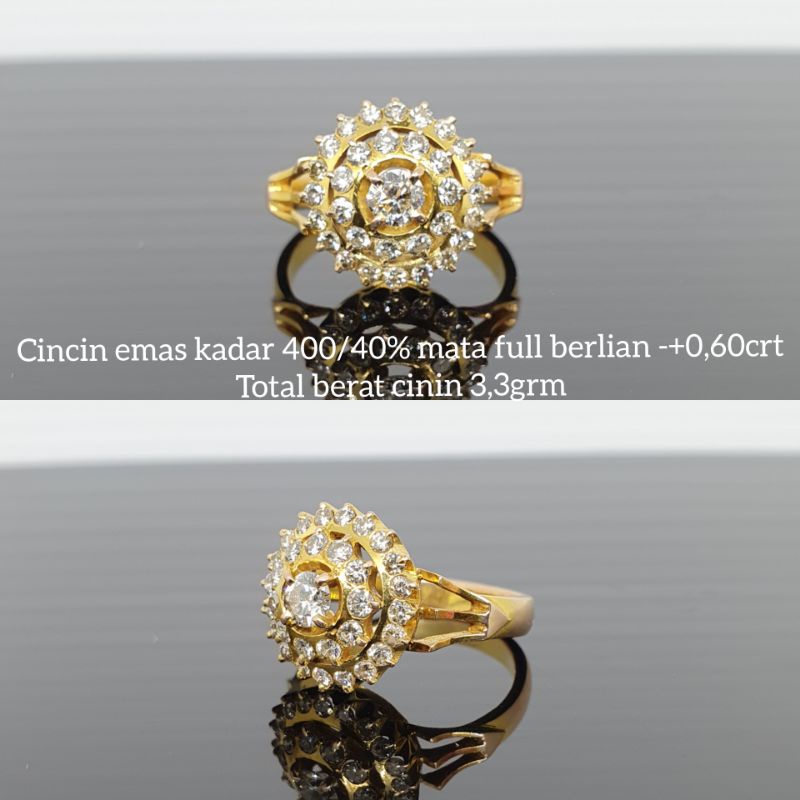 Cincin Berlian Model Borobodor Ring emas