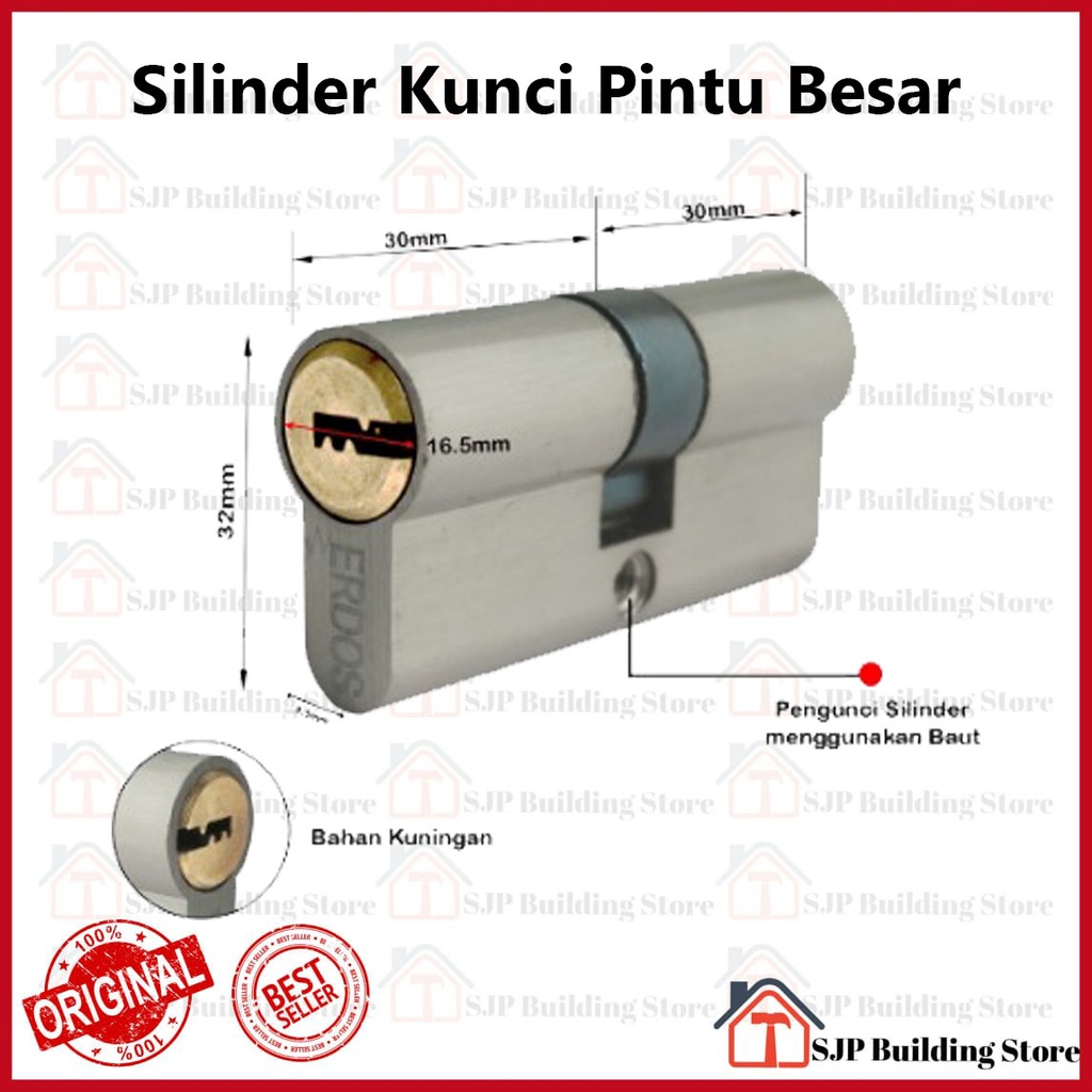 Silinder kunci besar anak kunci besar Cylinder l Silinder l Anak Lubang Kunci Pintu Kecil Jantung Kuningan