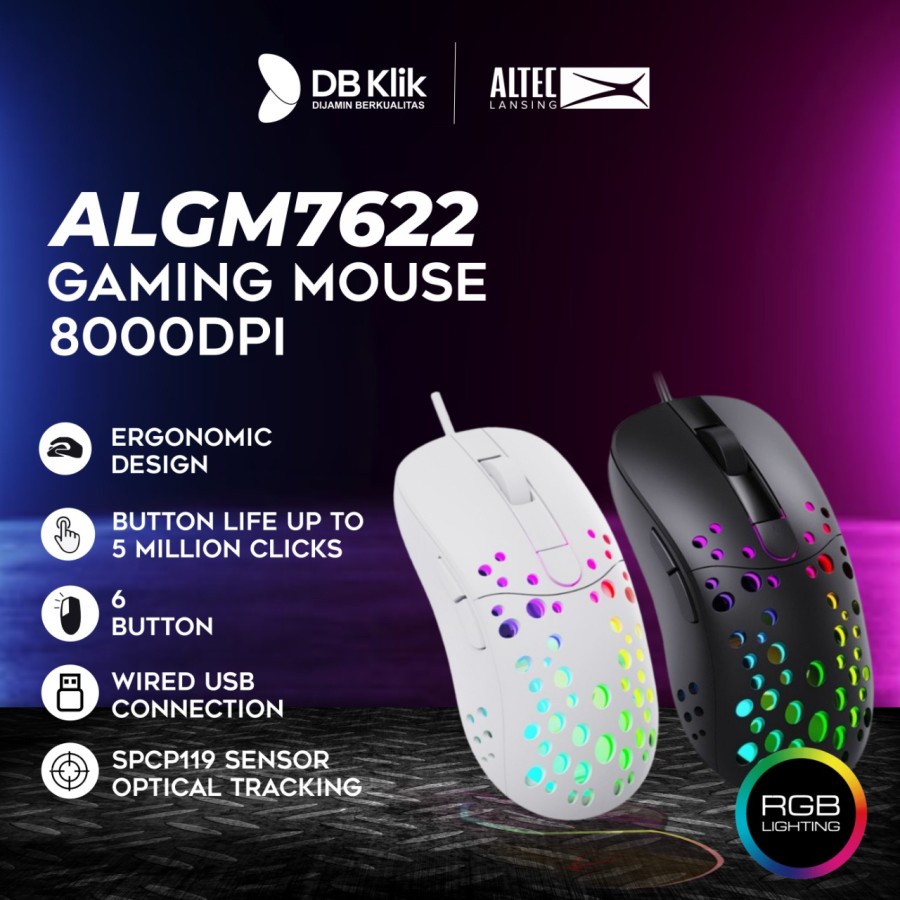 Mouse Gaming ALTEC LANSING ALGM-7622 Wired 8000DPI - ALTEC ALGM7622