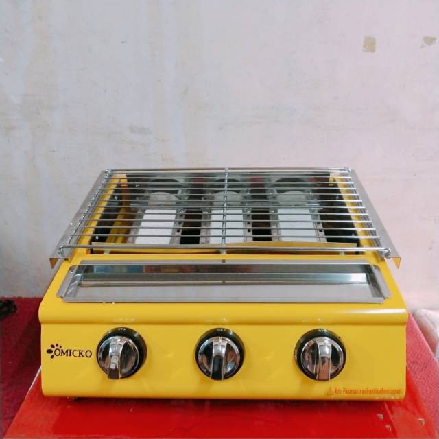 OMICKO Kompor Gas Panggangan Pemanggang Sosis Roaster 3 Tungku / BBQ Grill