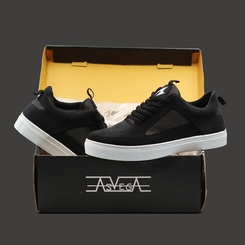Sepatu Casual Pria ASVEGA CRUZ Hitam Original Sepatu Sneakers Casual Skate Terbaru Dan Berkualitas