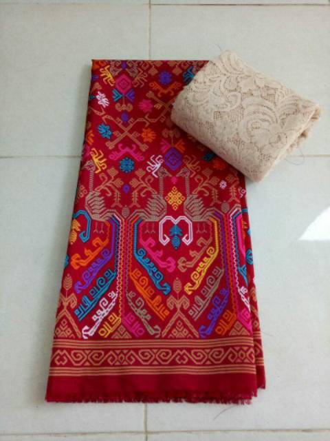 Set satin songket merak