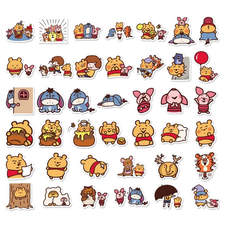 A35 STICKER 10PCS (WINNIE THE POOH) anti air notebook scrapbook label tempel motif kartun superhero super hero unik lucu atk alat tulis kantor murah viral termurah kartun komputer leptop handphone hp smartphone koper laptop tembok kulkas disney