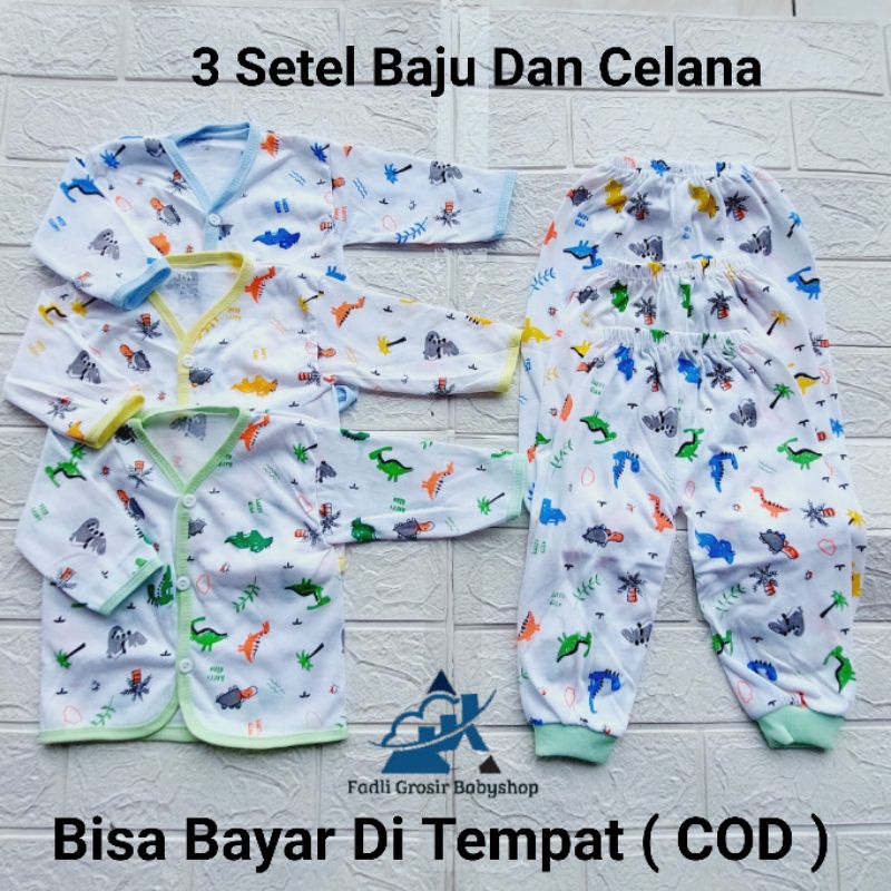 3 Setel Baju Celana Bayi Panjang Newborn Bis Terbaru