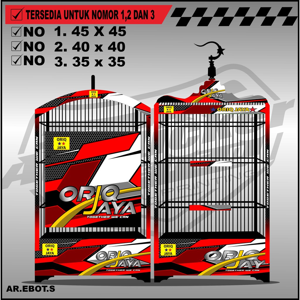 Stiker Decal Kandang Ebod Kotak / Dekal Sangkar Burung Kotak Model Ebod, Kosan Desain (S)