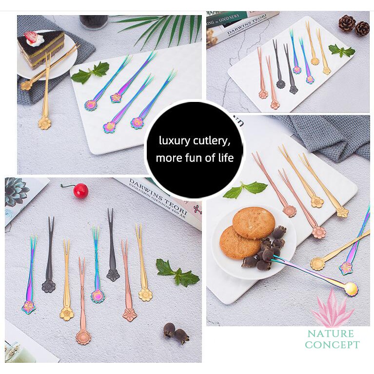 Stainless Unique Flower Fork Garpu Dessert Unik Motif Bunga