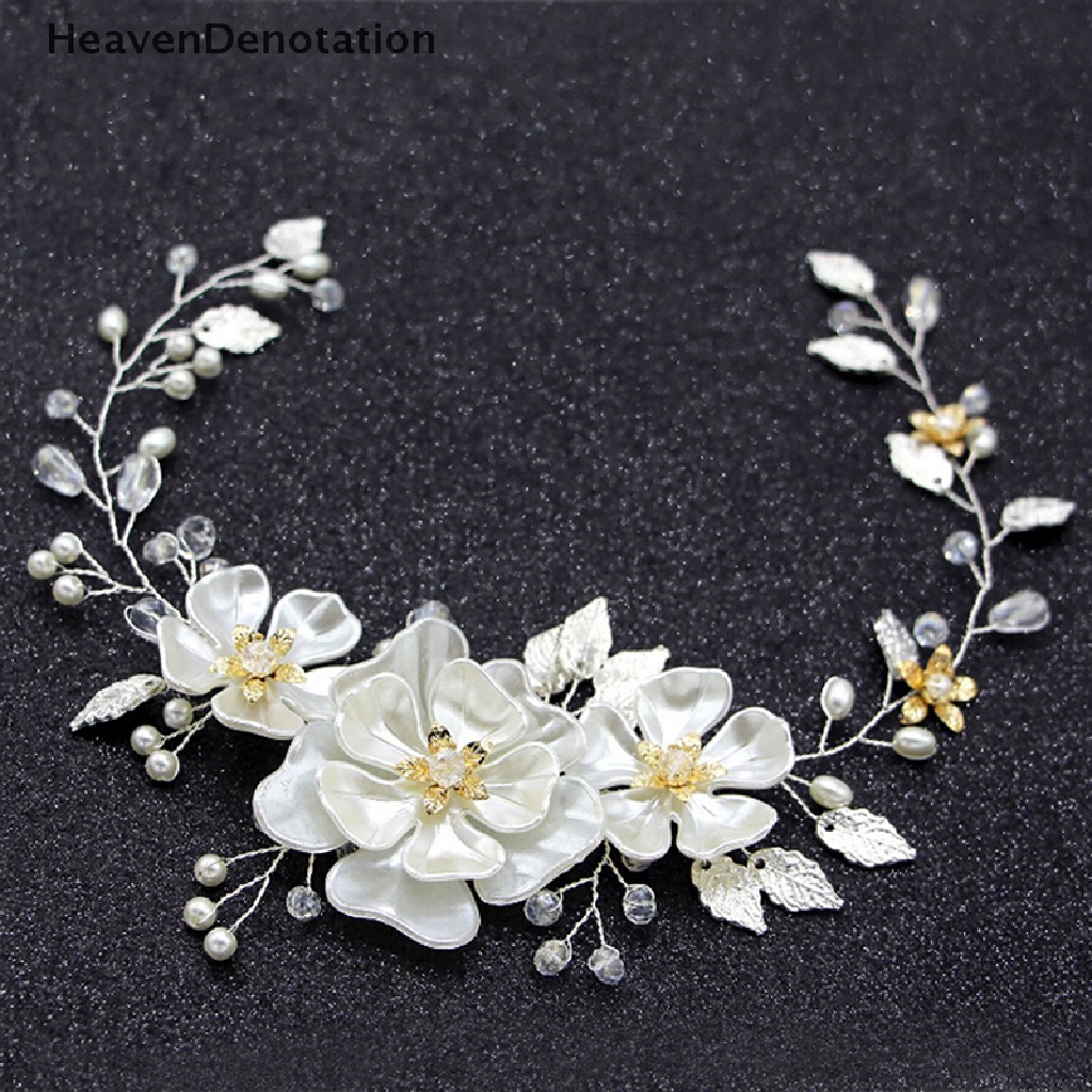 [HeavenDenotation] Women bridal white flower rhinestone pearl hair clip wedding hair accessories