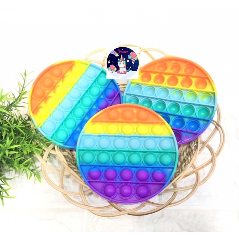 POP IT GLITER/POP IT GID/pop it viral/fidget/tiktok/mainan kekinian-Bulat Rainbow