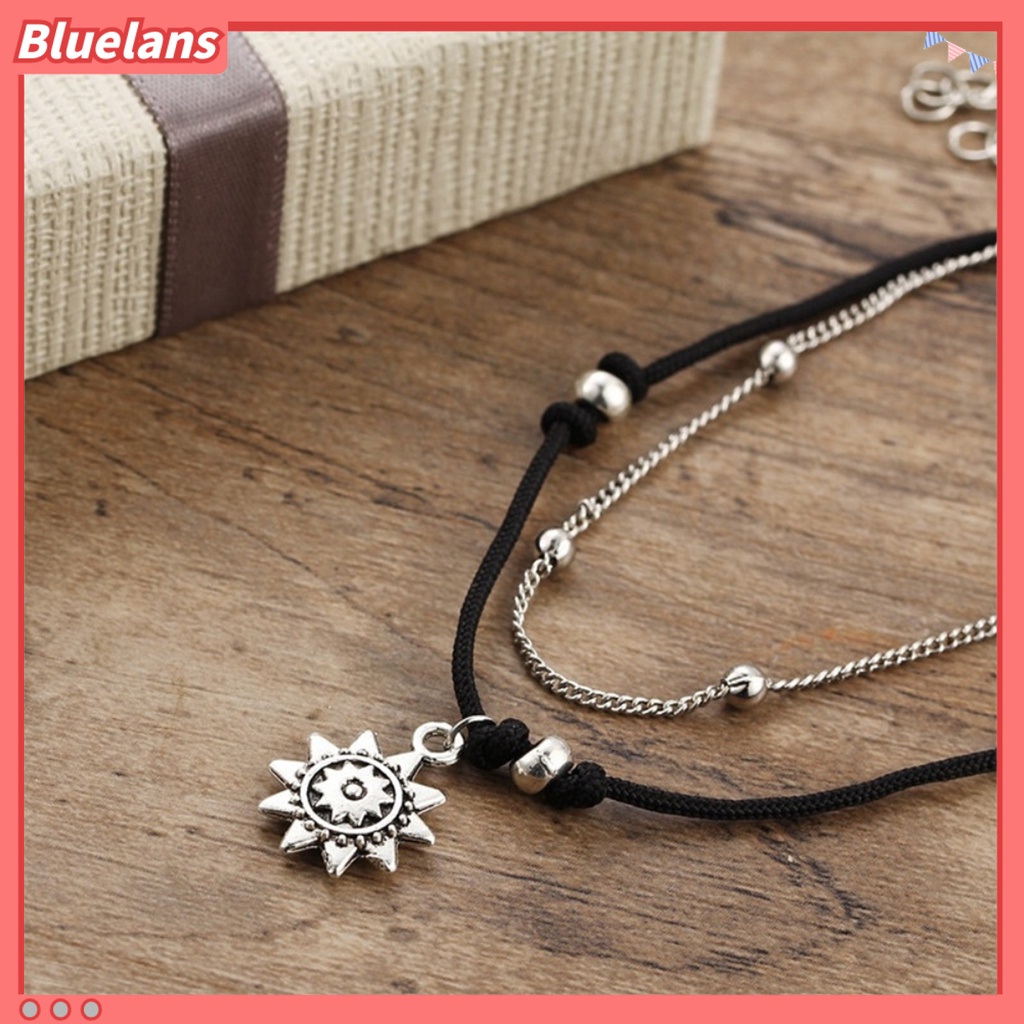 Bluelans Chain Anklet Sun Shape Convenient to Store Silver Color Women Foot Anklet Jewelrys