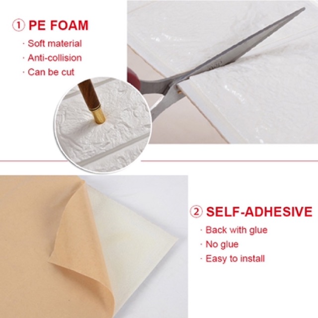 Sticker Wallpaper 3D foam Embosed Model Batu Bata kayu dan batik Sticker Wallpaper Dinding 3D-4