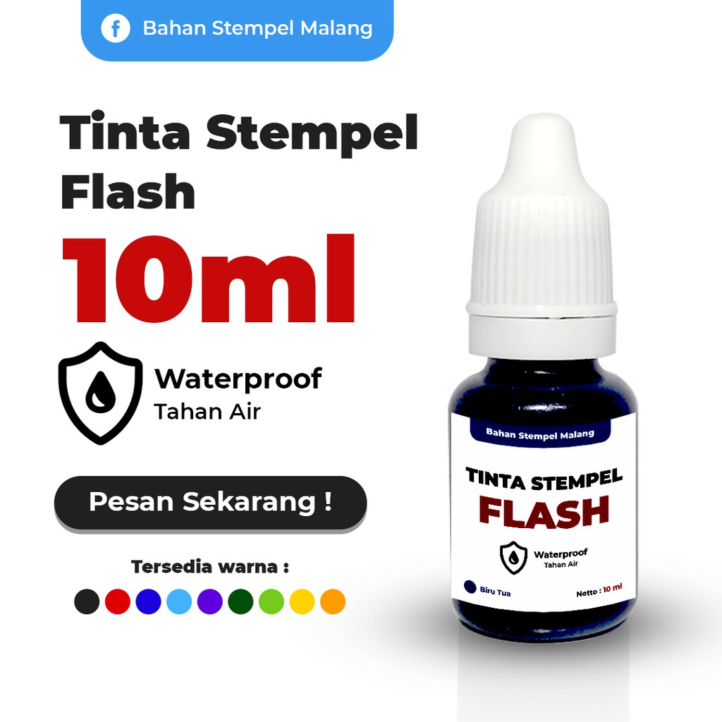 

Tinta Isi Ulang Stempel Flash 10ml Waterproof - Berbagai Warna - Paket 5 pcs tinta