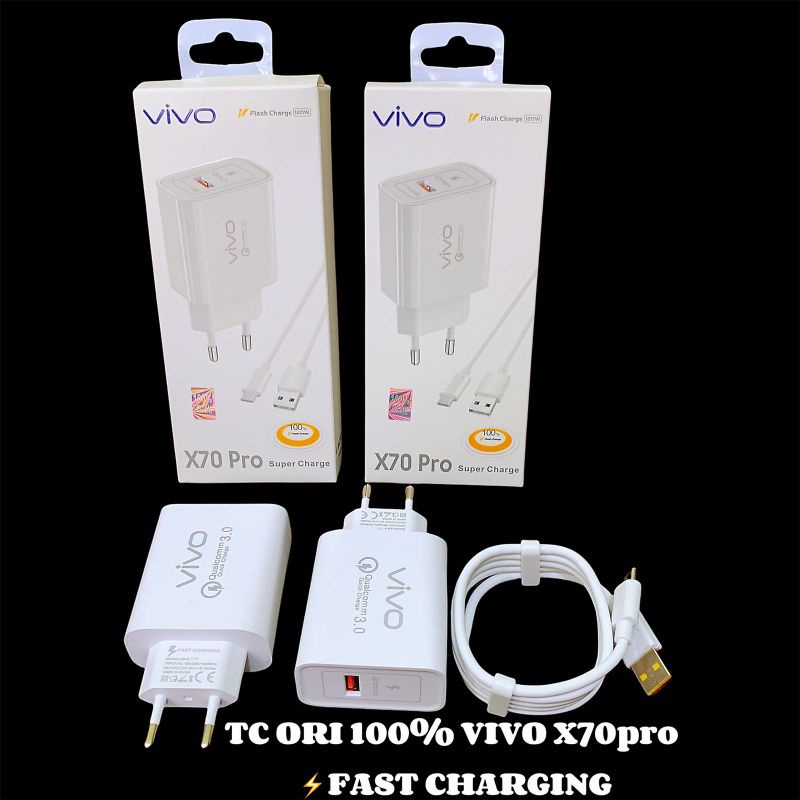 CHARGER VIVO X70 PRO MICRO &amp; TYPE C FAST CHARGING QC 3.0 ORIGINAL