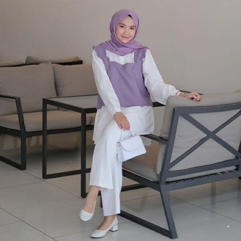 TOP 2in1 FASHION WANITA MUSLIM TERLARIS | TUNIK + ROMPI REMAJA MASAKINI