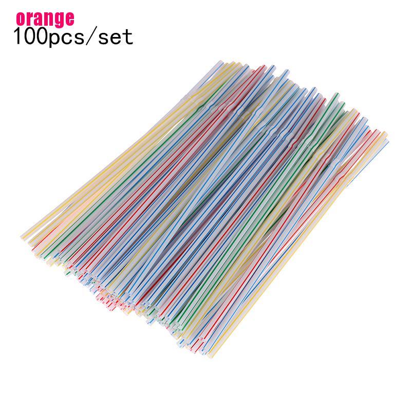 (Happy) 100pcs / Set Sedotan Plastik Lengkung Untuk Minuman Cocktail / Pesta Pernikahan / Ulang Tahun