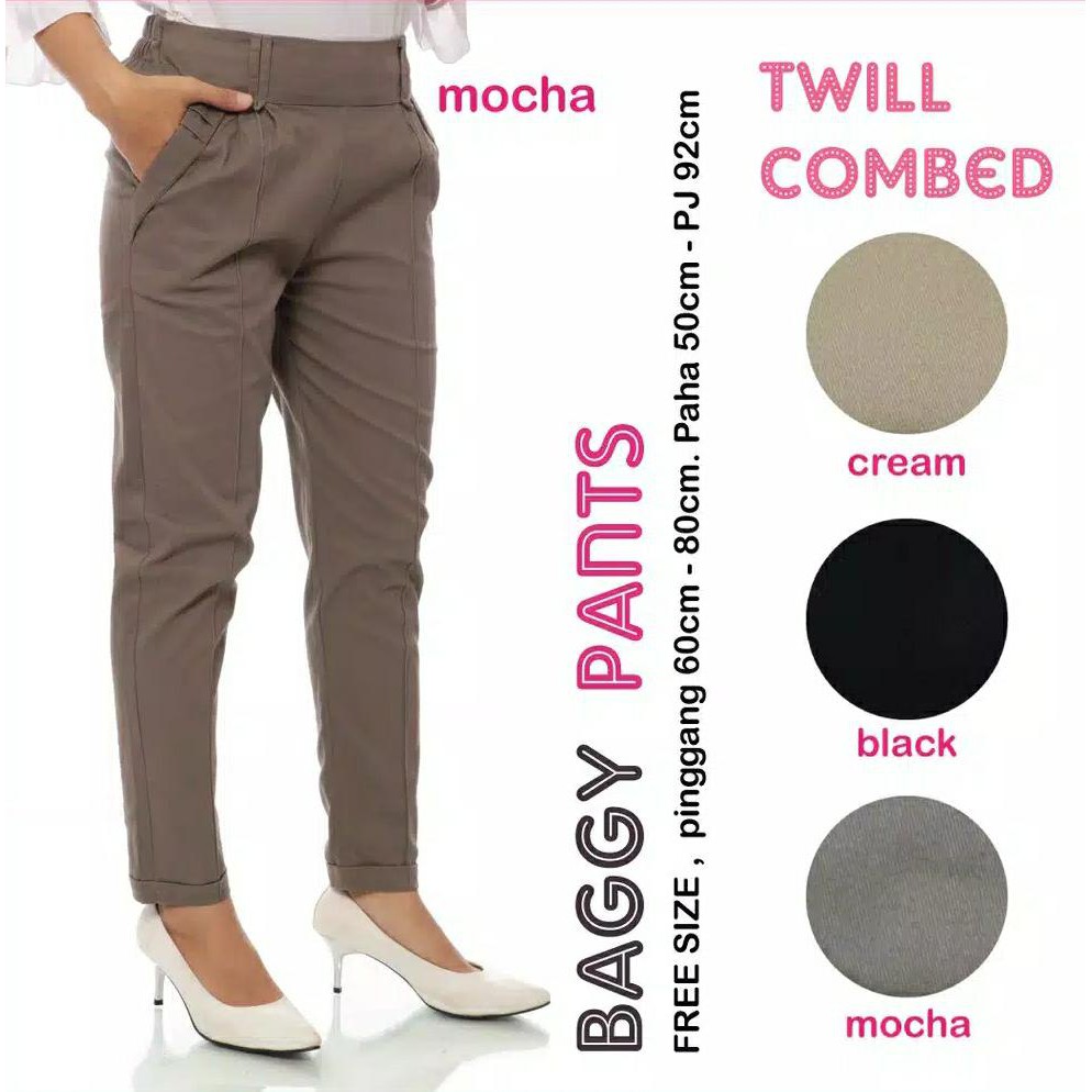 Celana Baggy Pants Wanita Premium Begipen Begi Pant Twill Combed Strech Murah  Celana Kerja Murah
