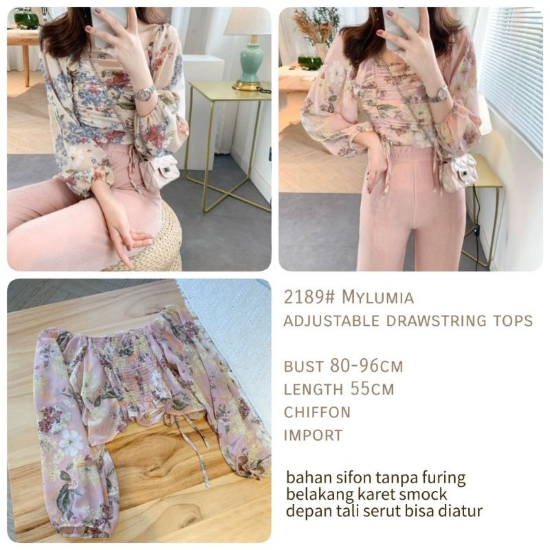 MDLV ~ BM 2189 MYLUMIA ADJUSTABLE DRAWSTRING TOP // ATASAN CHIFFON LENGAN PANJANG // FASHION IMPORT
