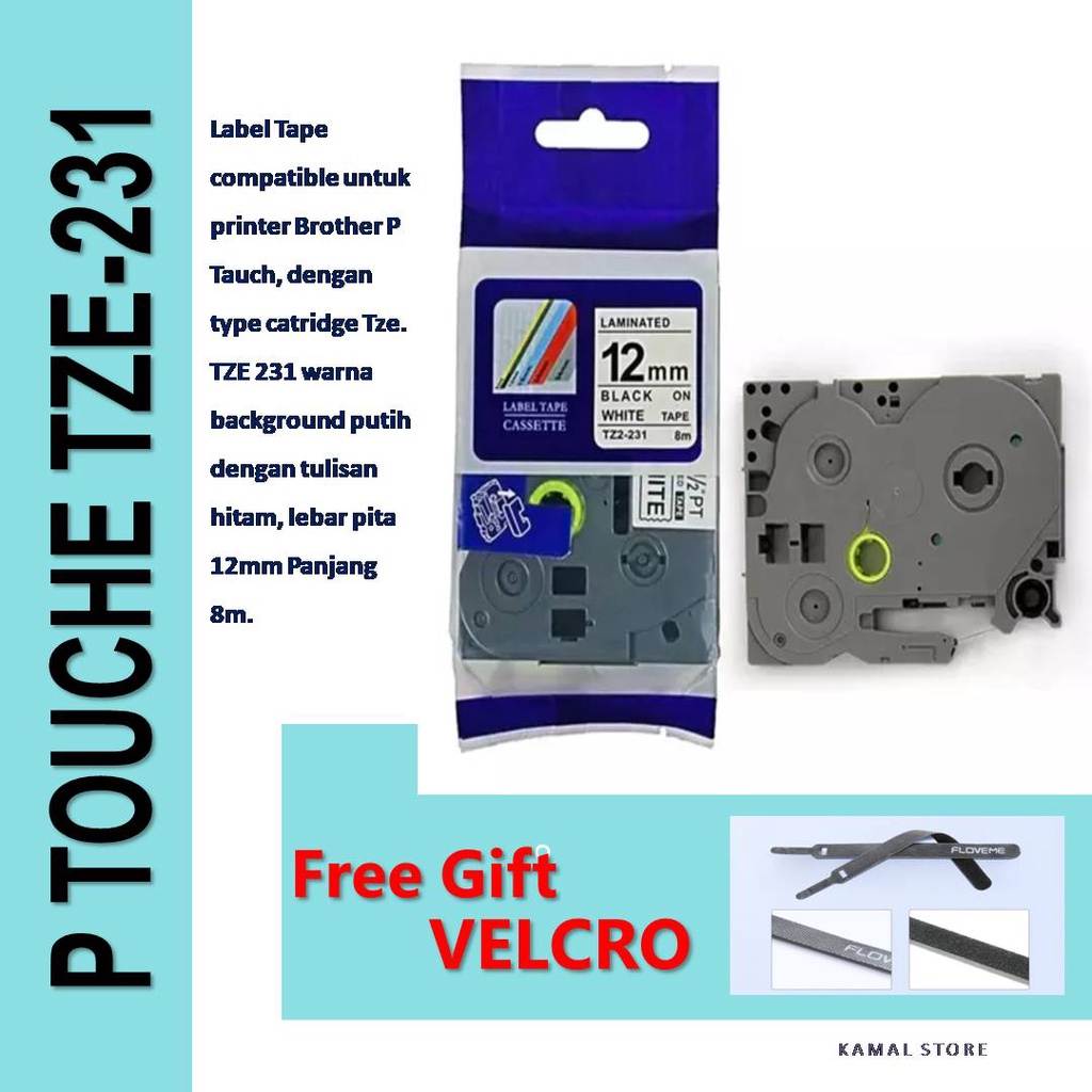 

Tze 231 Label tape Compatible with Brother P-Touch