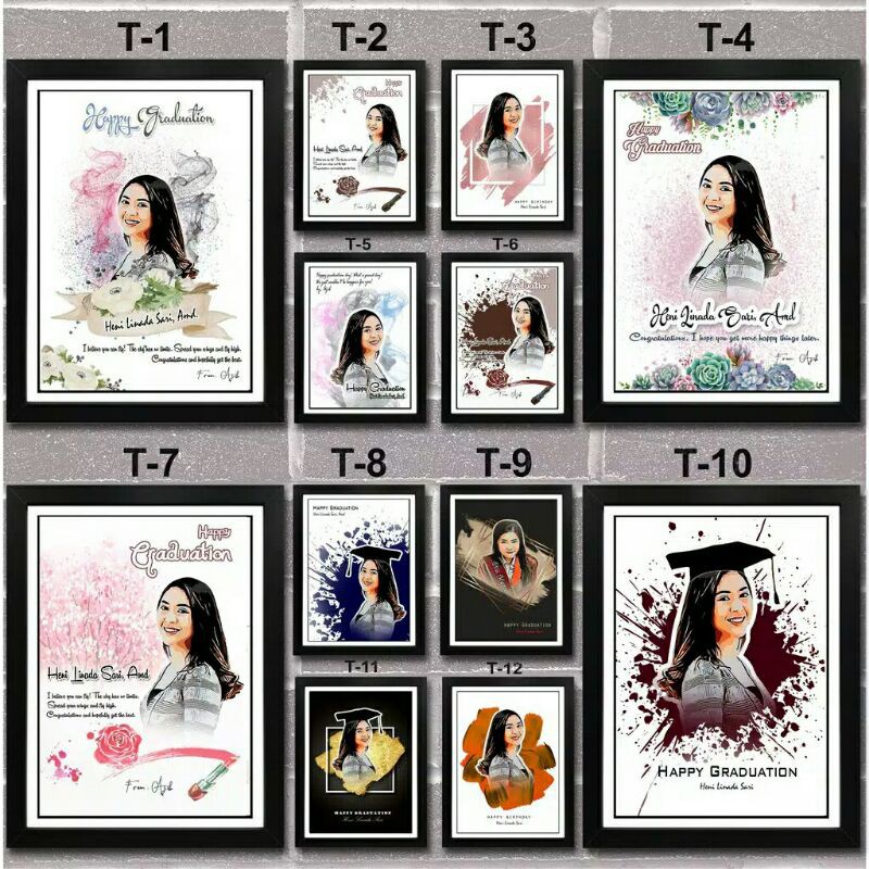 FRAME FOTO (Desain + Cetak + Frame) WISUDA/l ULANG TAHUN/ ANNIVERSARY dll