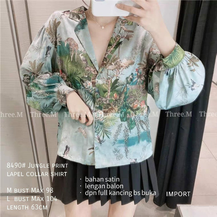 top Fashion Perempuan Blouse Wanita Outfit Cewek 2022 Jungle 8490 blouse import [Baju Atasan W 16ENE