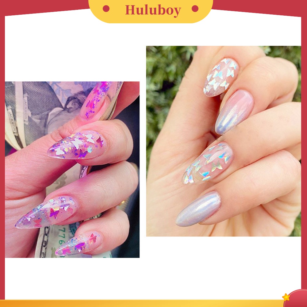 Huluboy Huluboy♡ Payet Glitter Bentuk Kupu-Kupu / Bintang / Hati / Lingkaran Untuk Dekorasi Manicure DIY