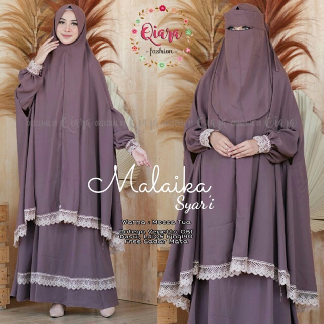 MALAIKA SYARI gamis syari free cadar original qiara fashion original intanaka kanza-2