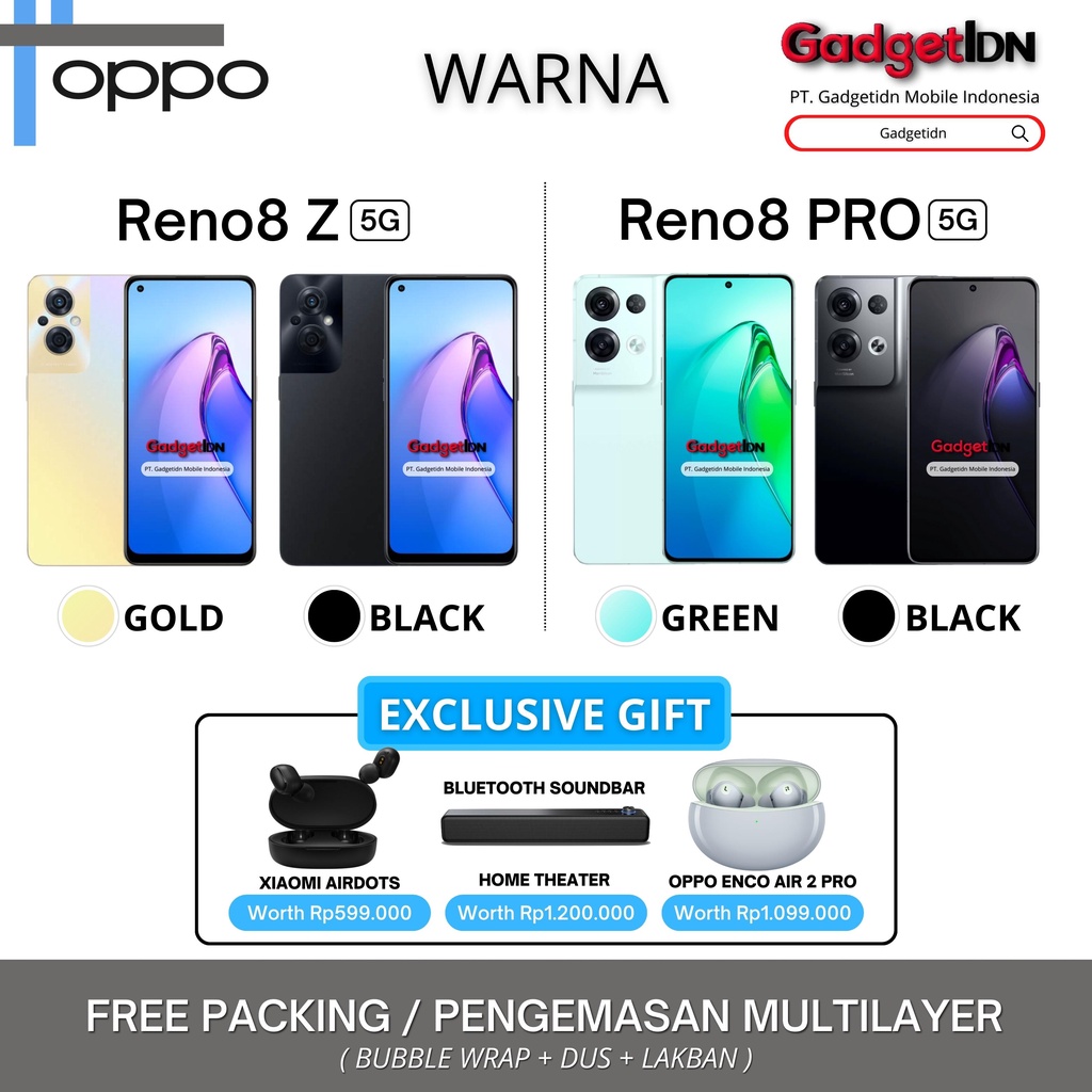 OPPO RENO 8 PRO 5G | RENO 8 Z 5G 12/256GB 8/256GB ( + 5GB EXTENSION RAM ) RENO8 PRO  GARANSI RESMI OPPO