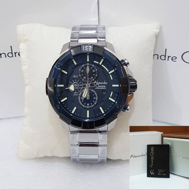ALEXANDRE CHRISTIE PRIA AC 6551 SILVER BLACKBLUE JAM TANGAN ALEXANDRE CHRISTIE AC 6551 ORIGINAL