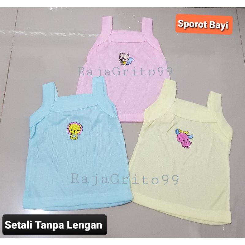 Setali Sporot Tanpa Lengan GONDIL 1 Lusin Motif Bordir Lucu Bahan Kaos - Sporot Yukensi Elastis YKS