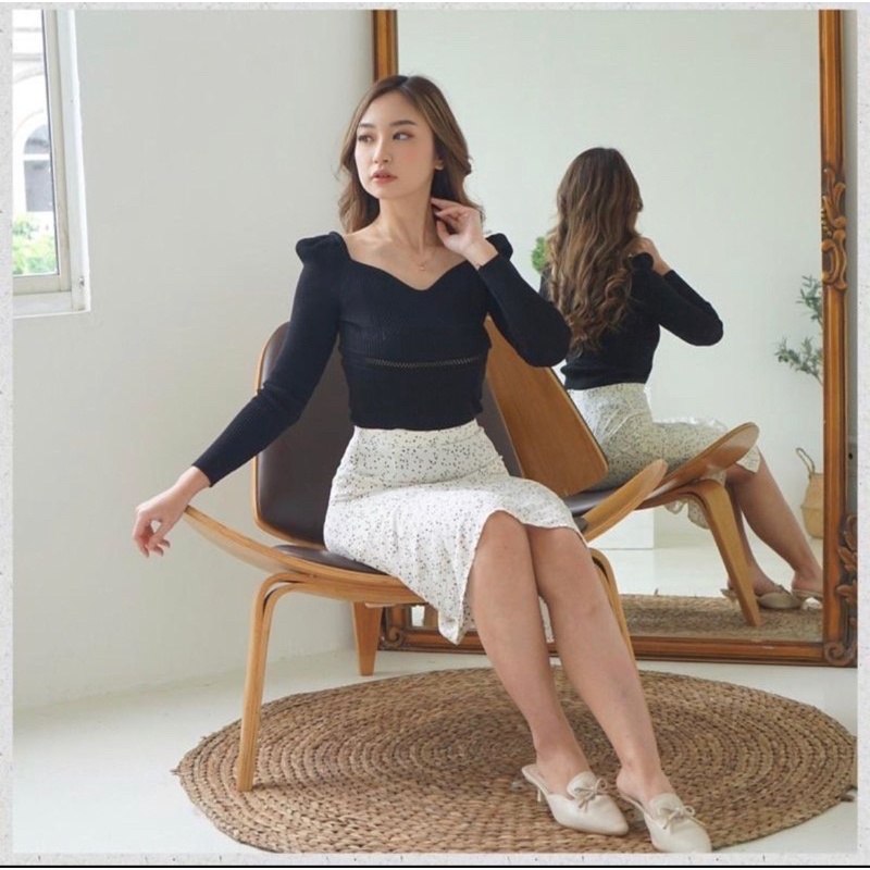 [Luxe.Dlabel] - D15 Top | Atasan lengan panjang wanita bahan rajut top wanita sexy rajut top korea wanita atasan wanita korea import