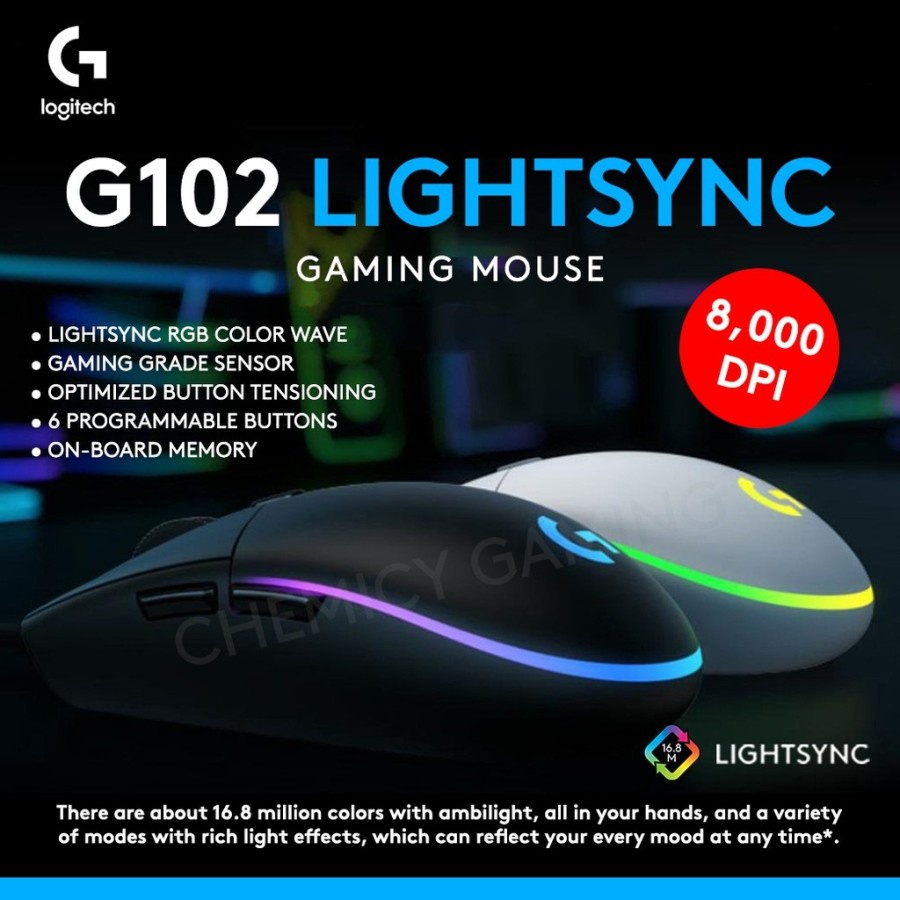 Mouse Gaming Logitech G102 Lightsync