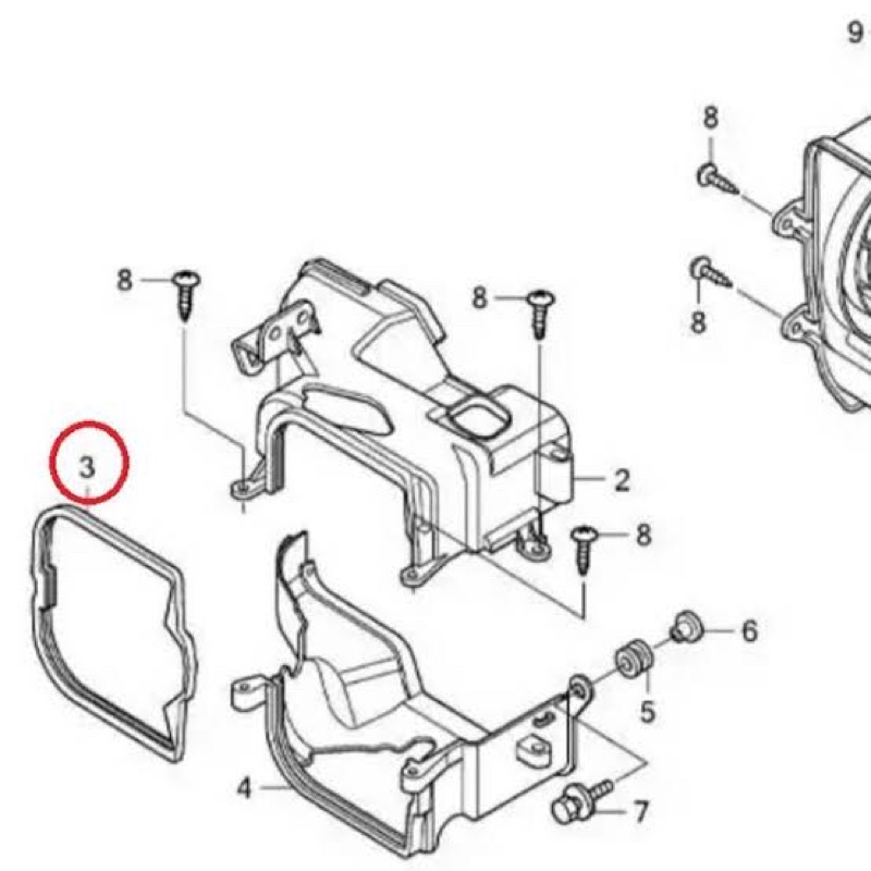 COVER / TUTUP MESIN ATAS BAWAH / SHROUD INLET EXHAUST BEAT KARBU - SCOOPY - SPACY KVY ORIGINAL