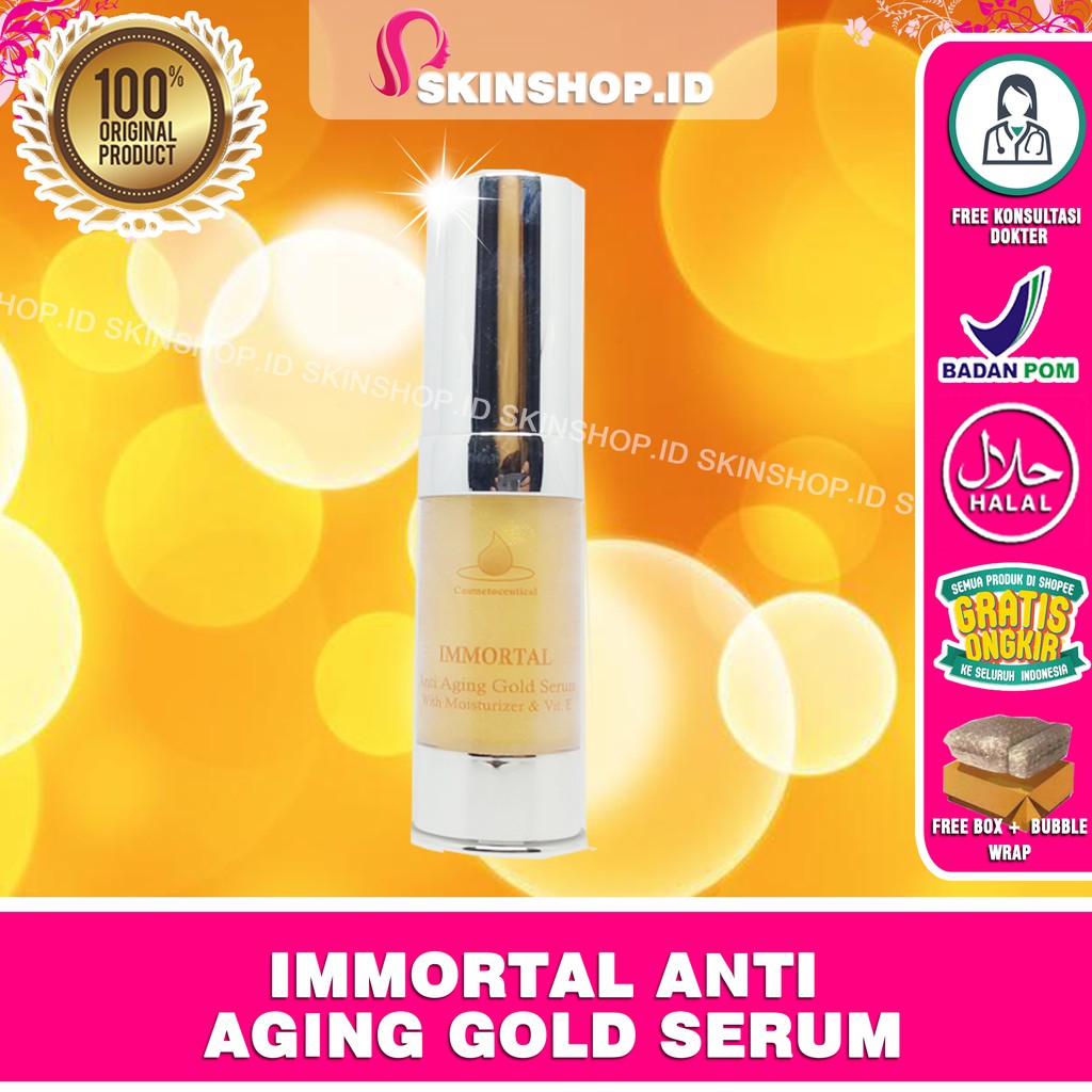 Immortal ANTI AGING GOLD SERUM WITH MOISTURIZER &amp; VIT E 20ml Original / Serum Anti Penuaan BPOM Aman