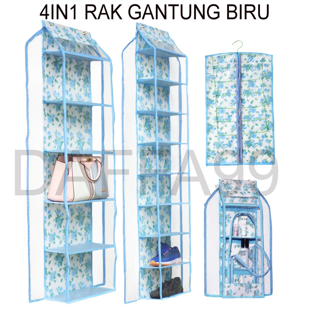 PROMO MURAH SET 4IN1 RAK GANTUNG MOTIF BUNGA (HBO+HSO+HJO+SERBAGUNA) KUALITAS TERBAIK