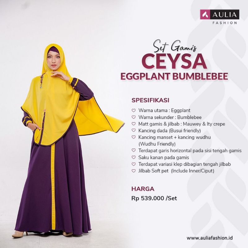 PL (PRELOVED LIKE NEW) Set Gamis CEYSA EGGPLANT BUMBLEBEE by Aulia Fashion