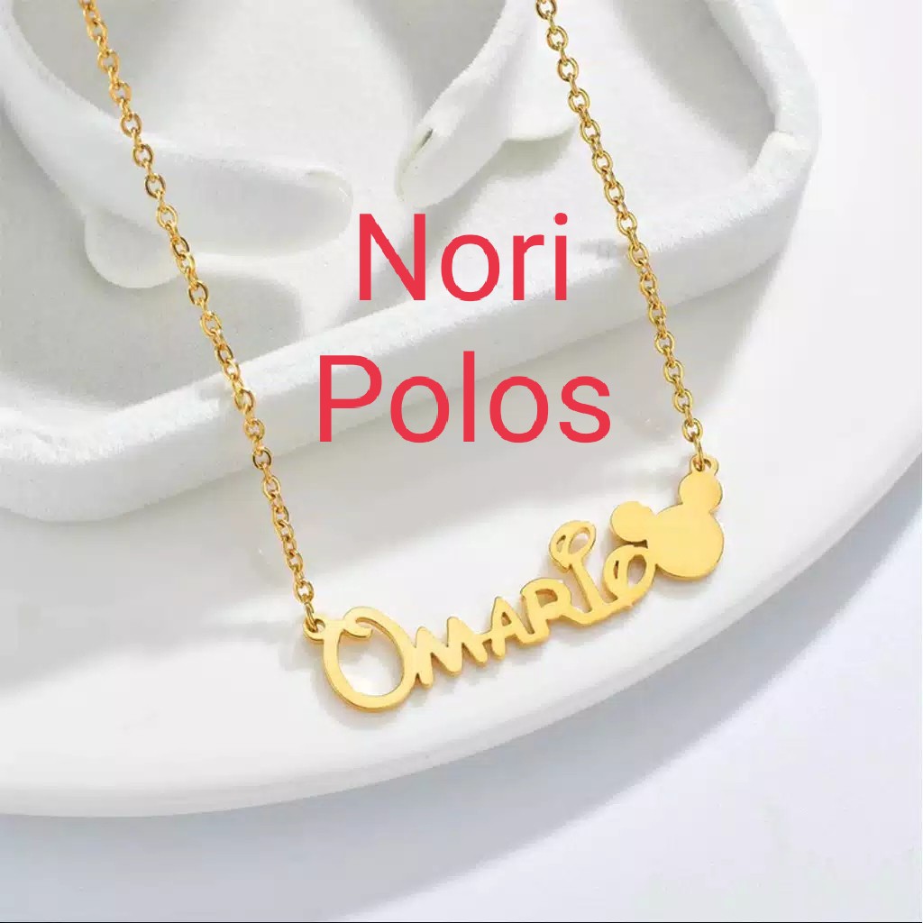 Liontin kalung nama custom lapis emas silver gold rosegold aksesoris fashion wanita korea arab