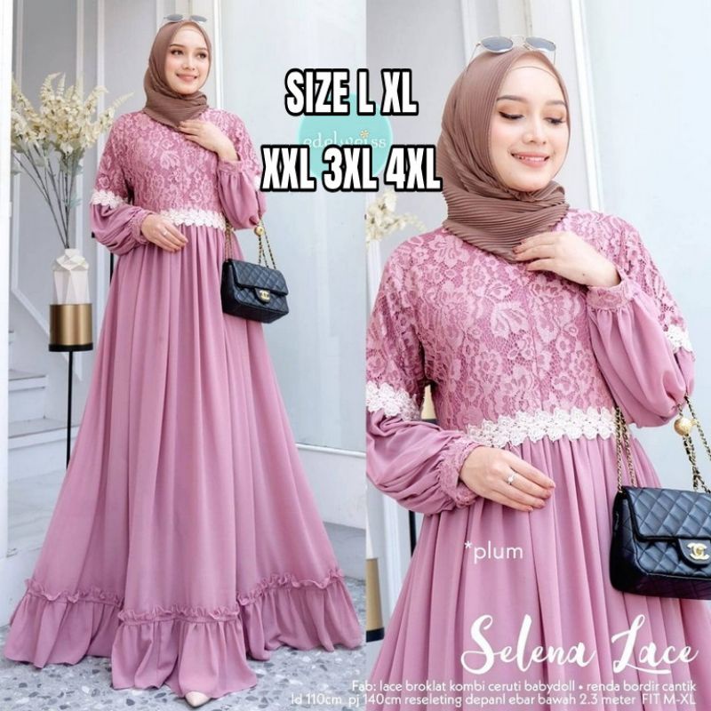 selena maxy jumbo bahan ladyzara mix brukat aplikasi renda