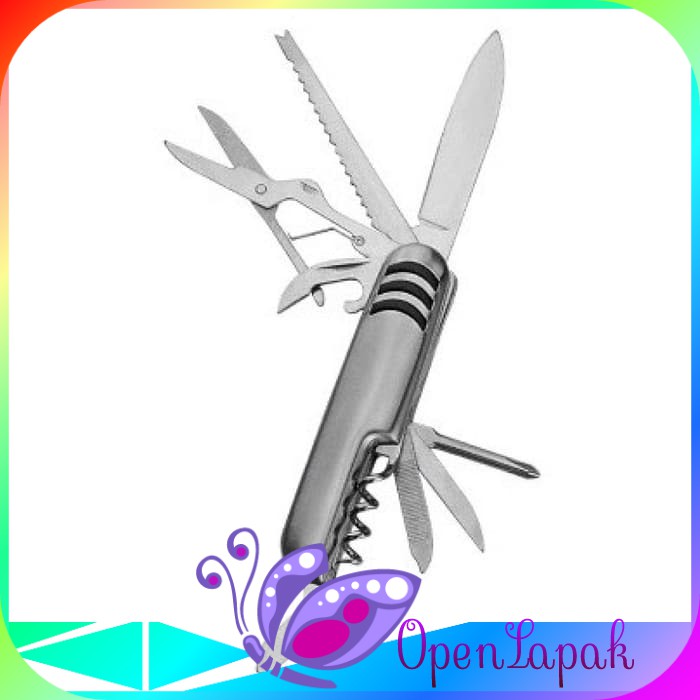 Pisau Lipat Camping Gunung Outdoor Survival Kit PISAU TRAVEL CAMPING SWISS ARMY KNIFE 9 MACAM ALAT