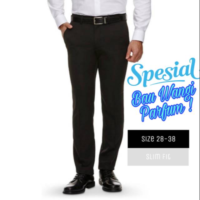 SumberRejekiJeans - Celana Kerja | Kantor | Formal | Bahan | Slim Fit Hitam Spesial Bau Kain Wangi T