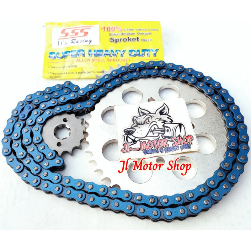 Gir Gear Set GearSet SSS 428 Supra x 125 Karisma Blade New Revo Rantai Warna Biru Merah Hijau Dll