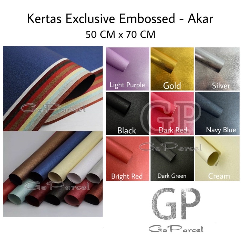 KERTAS EXCLUSIVE EMBOSSED - AKAR MOTIF - GIFT WRAPPING PAPER ROSE MAWAR METALIK DOFF METALLIC / EMBOS / EKSCLUSIF / FANCY TIMBUL