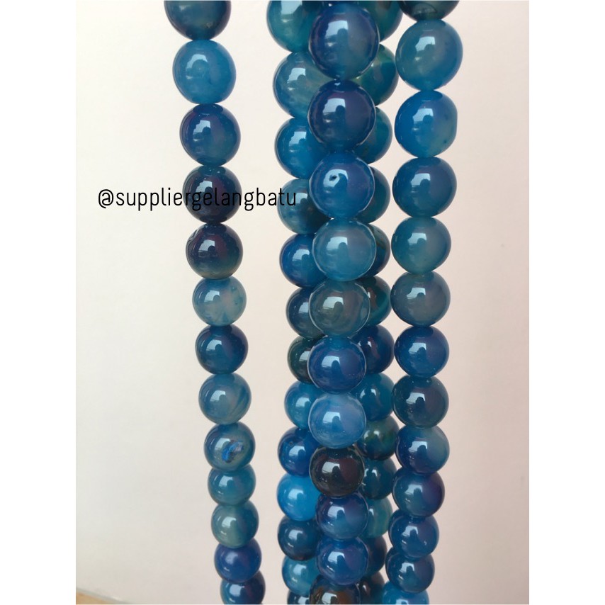 batu gelang kalung 16mm AQUAMARINE glossy aquamarin biru mix besar aksesoris blue craft wanita pria