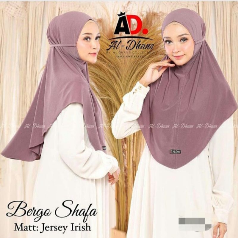 ( ORIGINAL ALDHANS 022) BERGO SHAFA AL-DHANS HIJAB | JILBAB INSTAN | KERUDUNG KEKINIAN | KHIMAR CANTIK-Dusty purple