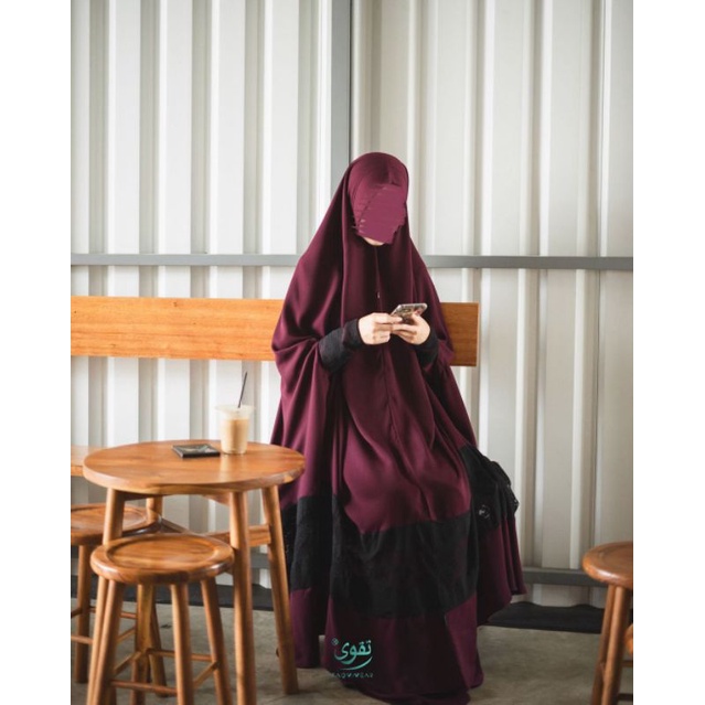 Set Islah "TAQWAWEAR" Size M (New) 1 Set "Gamis + Khimar (Bolong Tangan) + Cadar"