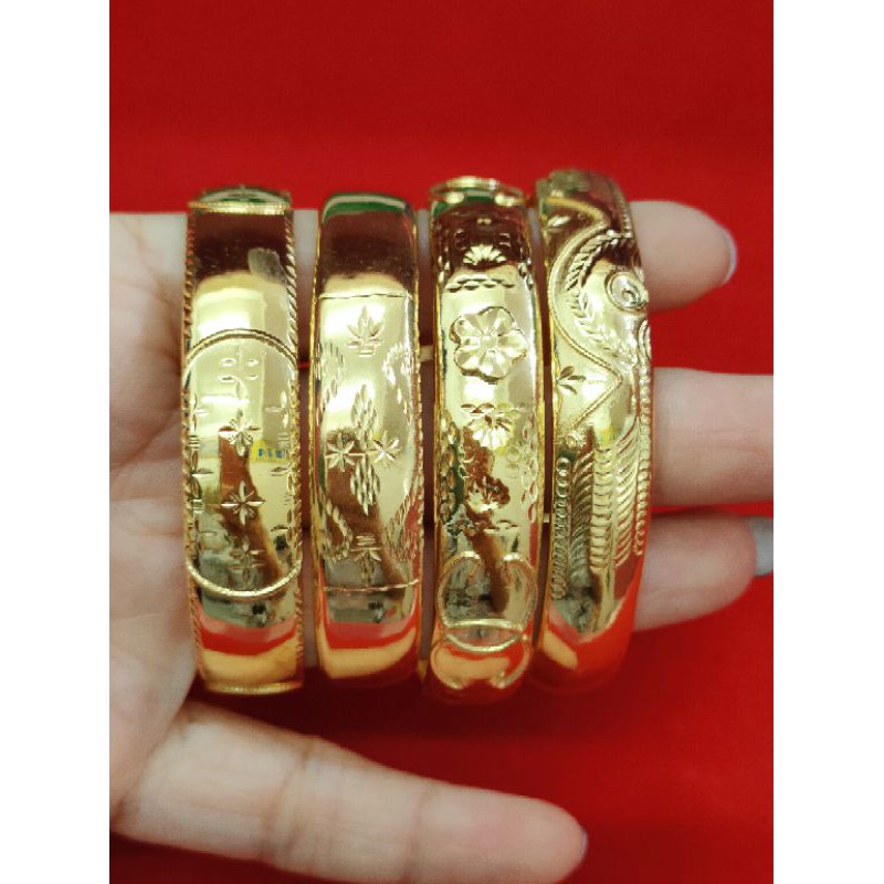 GELANG BANGKOK DEWASA PERAK 925 LAPIS EMAS 24K WARNA KUNING