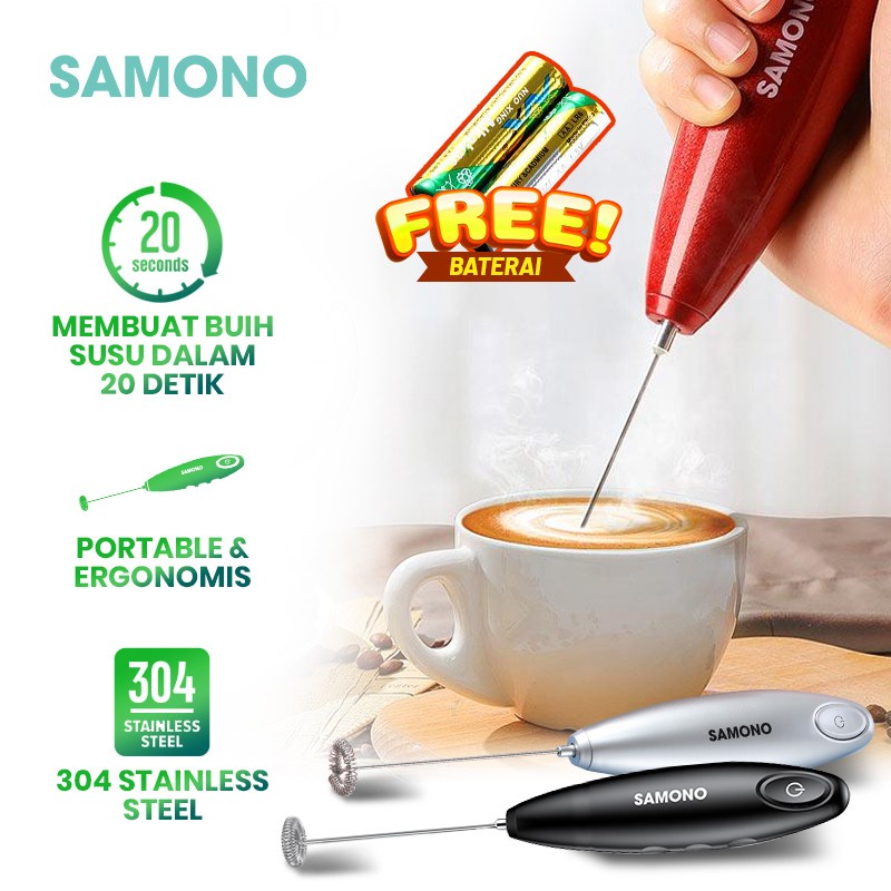 Samono Pengocok Susu Mini Mixer Pembuih Kopi Susu Pengaduk Telur Cream Milk Frother SW-MF