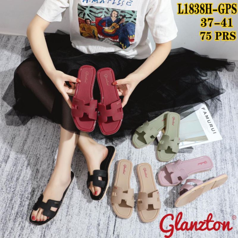 Sandal Jelly selop wanita GLANZTON L1838 Flat-2