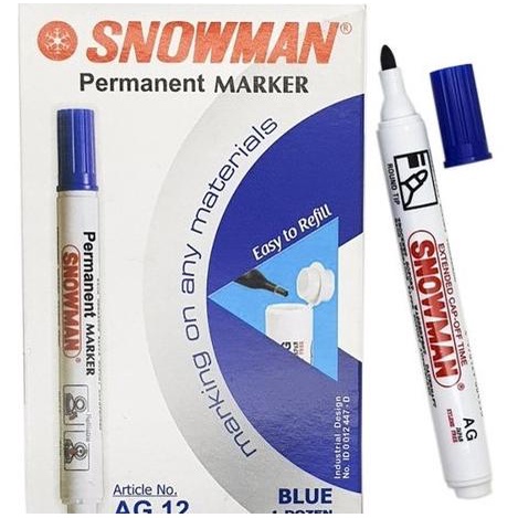 

Office & Stationery | Alat Tulis | Snowman Spidol Permanent Marker Ag 12 (Isi 12) - Hitam Atau Biru | Best Seller